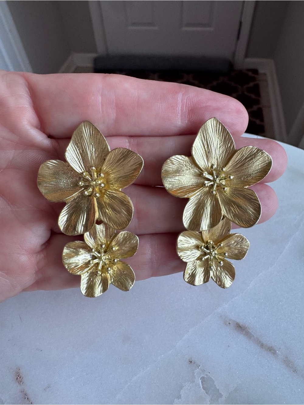 Gold Tone Floral Drop Earrings - Women Jewelry